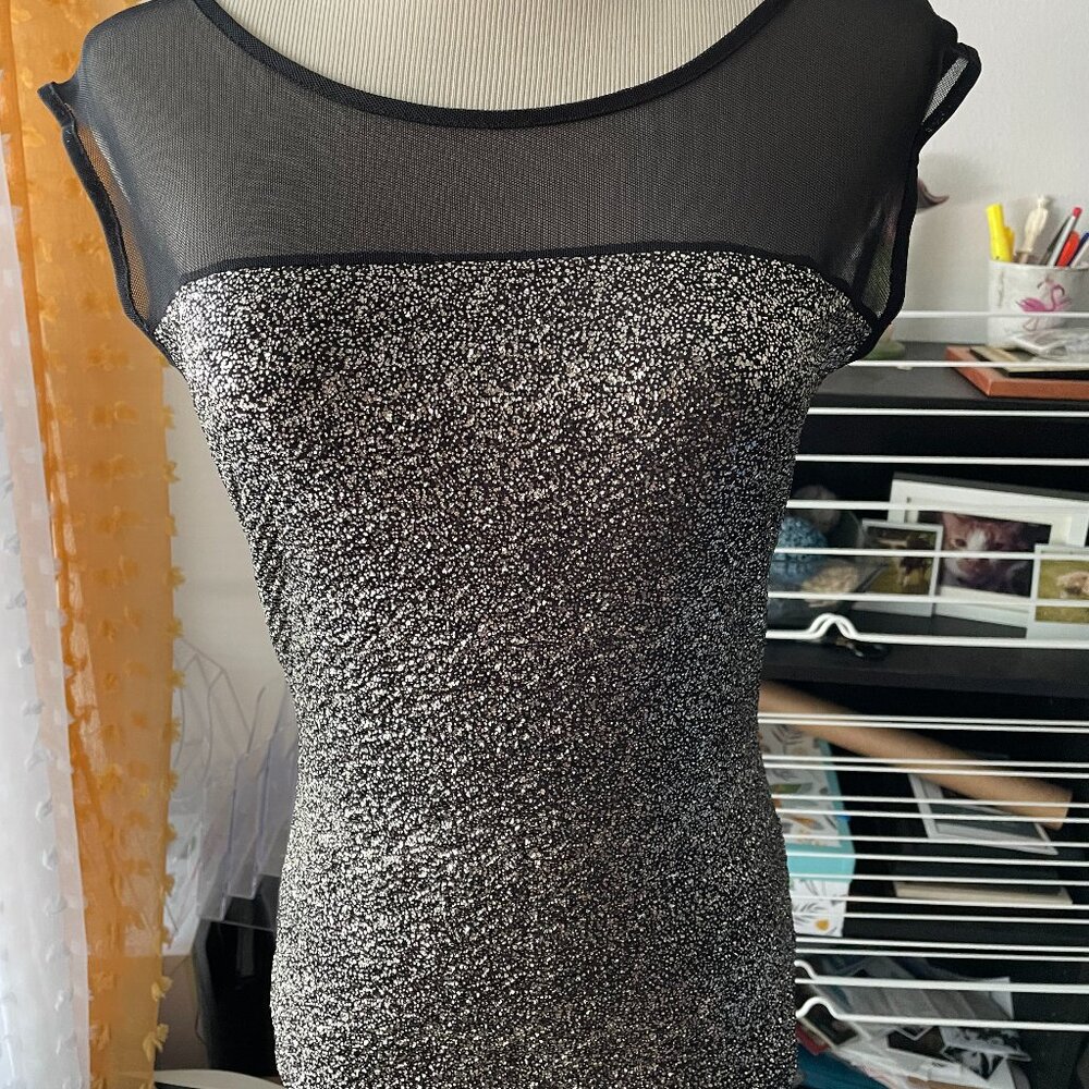 Philosophy of Paek P.O.P sheer metallic gold top